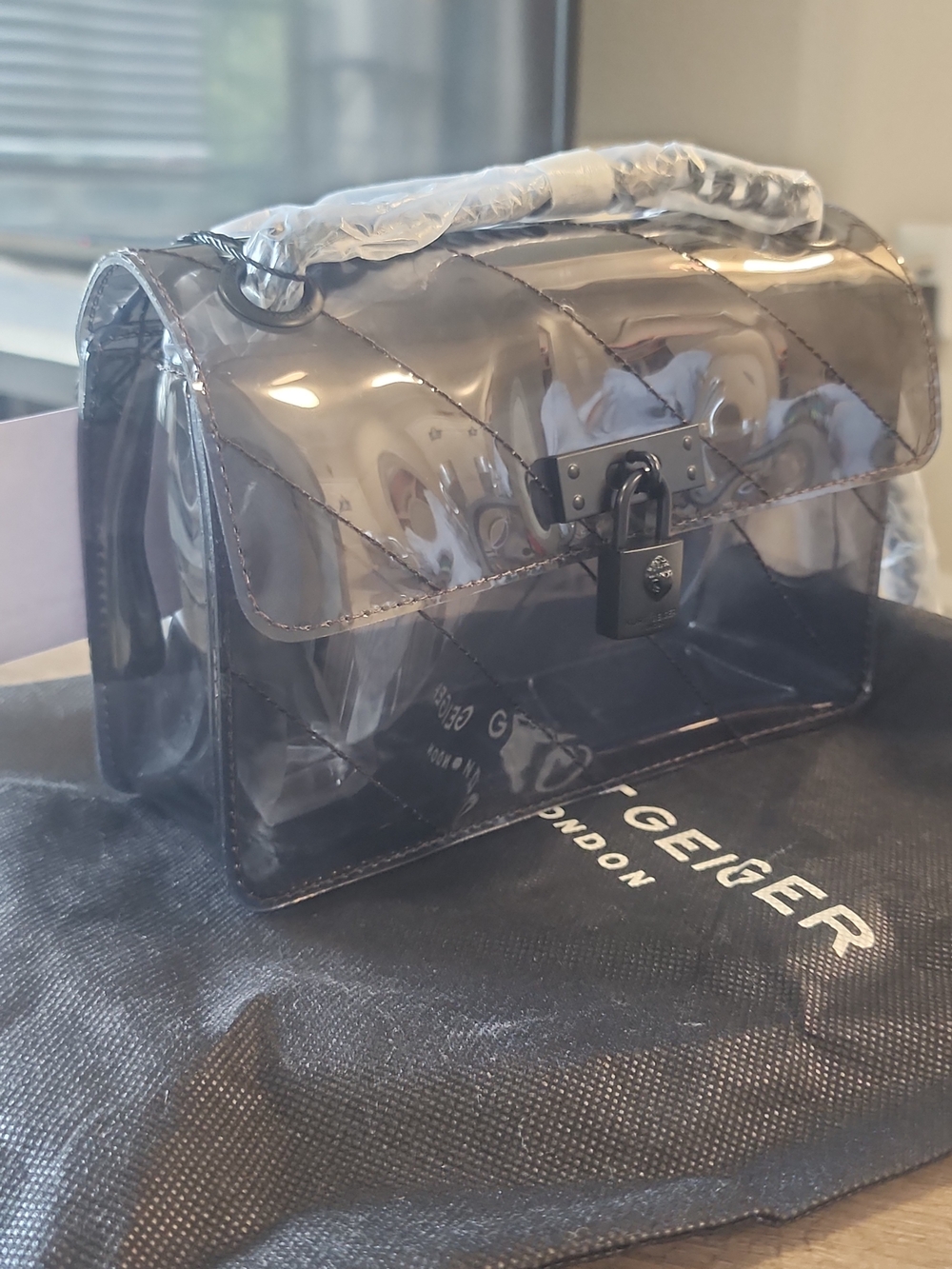 Womens Transparent Black Crossbody Bag - Picture 8 of 9